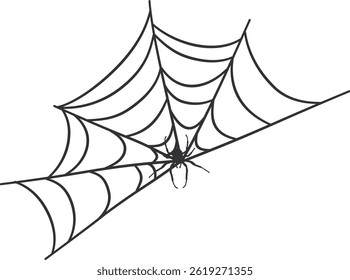 Spider Web Decoration for Halloween. Vector Illustration in Flat Design