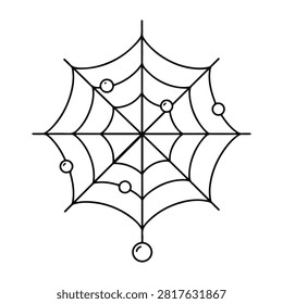Spider web with dew line icon. Minimalist line icon on a white background