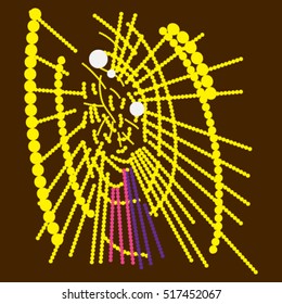 spider web, dew, vector illustration