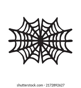 El doodle de tela araña es negro sobre blanco. Ilustración del vector