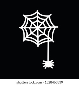 spider with web doodle icon, vector illustration