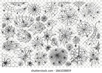 Spider web doodle set collection