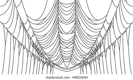 Spider web dots isolated on white, vector illustration. Spider web for halloween