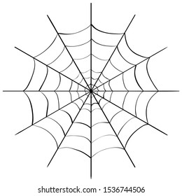 Spider Web Drawing. Hand Drawn. Vector Illustration.