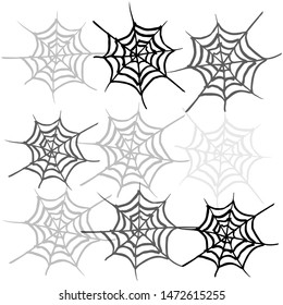 Spider web drawn by black lines on a white background.