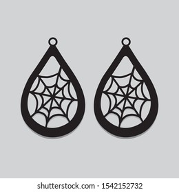 Spider Web Earrings Templante For  Laser Cut. Halloween Earrings Jewellery Vector.