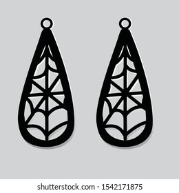 Spider Web Earrings Templante For  Laser Cut. Halloween Earrings Jewellery Vector.