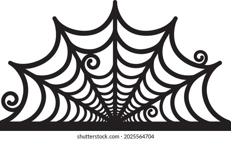 Spider web element corner vector file for halloween party, stamp, laser cut, papercut. Halloween decor.