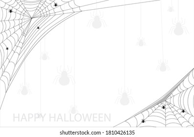 Spider web spider elements,spooky, scary, horror halloween decor. black and white background , vector illustration