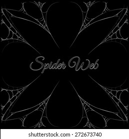 spider web frame with center label content. Elastic motion spider webs border template. vector illustration