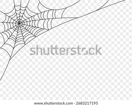 Spider web frame edge creepy Halloween outline vector.