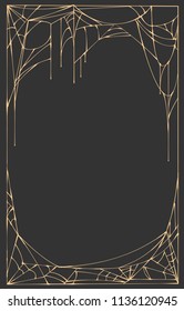 Spider web frame rectangle on black background. Vector illustration template