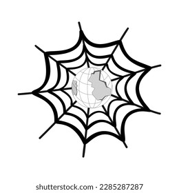 Spider Web Globe Patch V61 Patch Streetwear, Urban Design Black and White Colors Patch Commercial Use