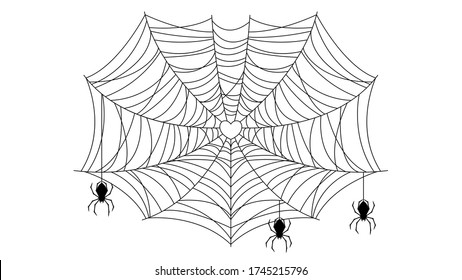Spider Web Halloween Background Design Elements Spooky Scary Horror Decor Vector