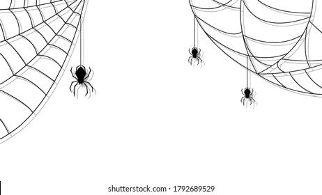 Spider Web Halloween Background Design Elements Spooky Scary Horror Decor Vector