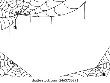 spider web halloween background, scary spider and cobweb isolated on white background