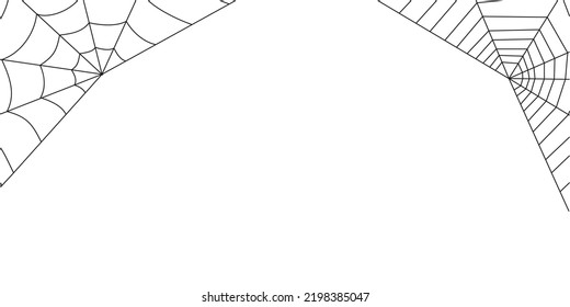 Spider web. Halloween background. Spiderweb vector illustration. Black spider web isolated on white background. Cobweb silhouette.