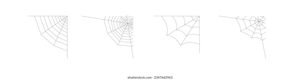 Spider web. Halloween background. Spiderweb vector illustration. Black spider web isolated on white background. Cobweb silhouette.