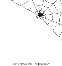 Spider web. Halloween background. Spiderweb vector illustration. Black spider web isolated on white background. Cobweb silhouette.