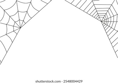 Spider web. Halloween background. Spiderweb vector illustration. Black spider web isolated on white background. Cobweb silhouette.