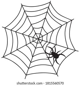 Spider web for Halloween. Halloween cobweb for frames and borders for social networks. Scary elements for decoration. Hand-drawn spider web icon or cobweb with spider. Vector isolated on white