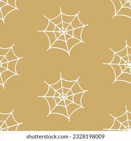 Spider Web Halloween Cobweb Seamless Pattern Hand Drawn Print Background. Vector Illustration for Textile Design