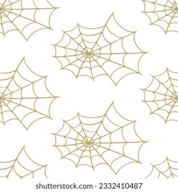 Spider Web Halloween Cobweb Seamless Pattern Hand Drawn Print Background. Vector Illustration for Textile Design