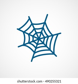 Spider Web Halloween Concept Blue Flat Icon On White Background