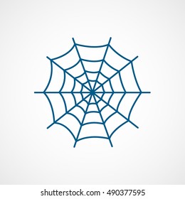 Spider Web Halloween Concept Blue Line Icon On White Background