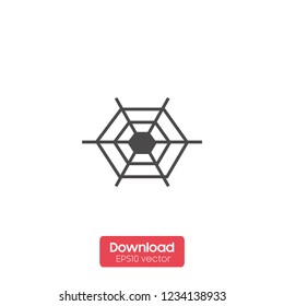 Spider Web Halloween Concept Flat Icon On White Background