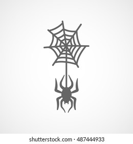 Spider And Web Halloween Concept Flat Icon On White Background