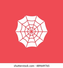 Spider Web Halloween Concept Flat Icon On Red Background