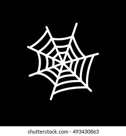 Spider Web Halloween Concept Flat Icon On Black Background