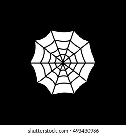 Spider Web Halloween Concept Flat Icon On Black Background