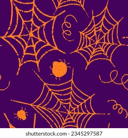 Spider web, Halloween decor. Vector seamless pattern