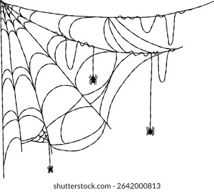 Spider web For Halloween frame Decoration, Halloween spider web and spiders isolated on white background