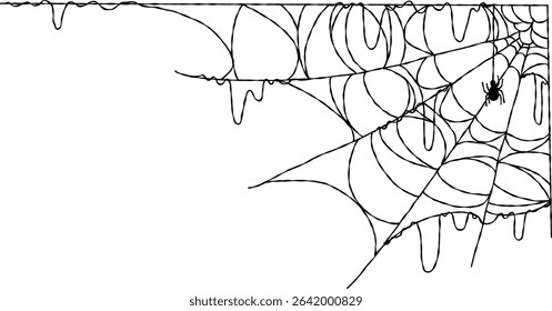 Spider web For Halloween frame Decoration, Halloween spider web and spiders isolated on white background
