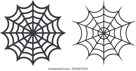 Spider web Halloween frame vector Illustration, Spider web silhouette, Hand drawn spider web vector isolated