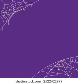 Plano de fundo enquadrado de Halloween da teia de aranha. Rede de inseto assustadora Cobweb sobre fundo azul escuro. Para cartazes de Halloween, banners e ilustrações assustadoras.