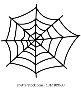 Spider web for Halloween and game design. Halloween cobweb clipart for stickers, typography, fabric, postcards. Scary elements for decoration. Hand-drawn spider web or cobweb. Vector isolated on white