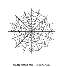 Spider web. Halloween hand drawn cobweb. Vector illustration isolated on white.