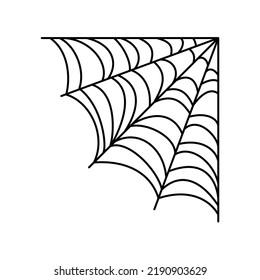 Spider web. Halloween hand drawn cobweb. Vector illustration isolated on white.