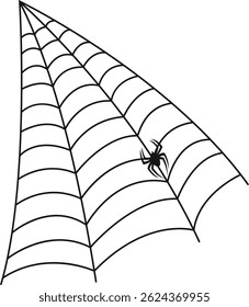 Spider Web Halloween Illustration on White Background. Isolated Vector Clipart.