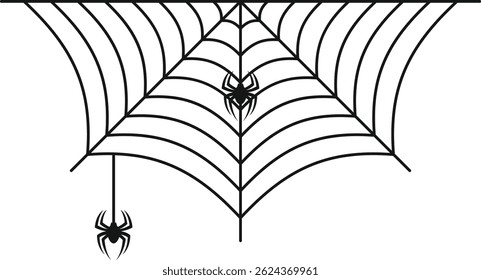 Spider Web Halloween Illustration on White Background. Isolated Vector Clipart.