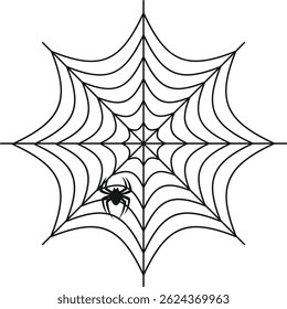 Spider Web Halloween Illustration on White Background. Isolated Vector Clipart.