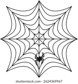 Spider Web Halloween Illustration on White Background. Isolated Vector Clipart.