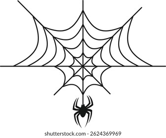 Spider Web Halloween Illustration on White Background. Isolated Vector Clipart.