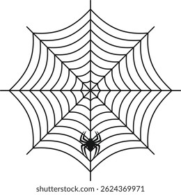 Spider Web Halloween Illustration on White Background. Isolated Vector Clipart.