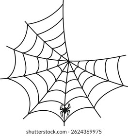 Spider Web Halloween Illustration on White Background. Isolated Vector Clipart.