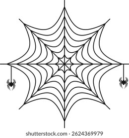 Spider Web Halloween Illustration on White Background. Isolated Vector Clipart.
